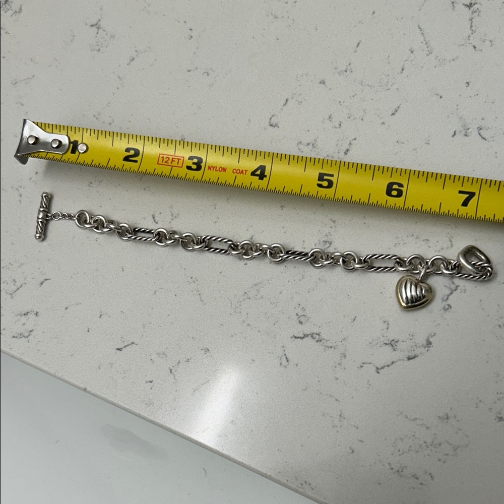 David Yurman Silver Heart Charm Bracelet